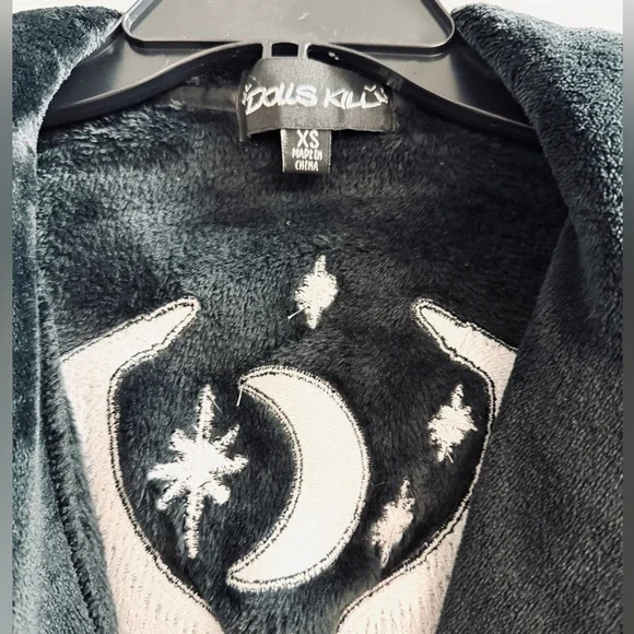 Dolls Kill Black Hooded Robe with Moon and Stars - Picture 4 of 4